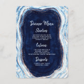 Menu Sapphire Blue Rose Gold Geode Agate Marbre Dîner (Devant)