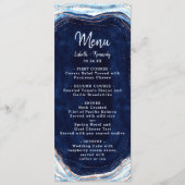 Menu Sapphire Blue Rose Gold Geode Agate Marbre Dîner (Devant)