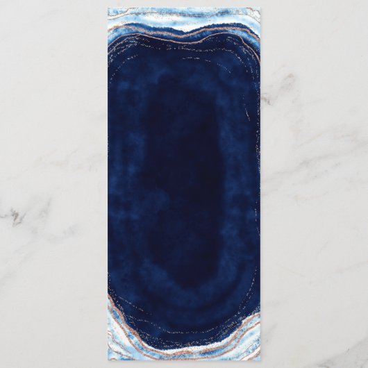 Menu Sapphire Blue Rose Gold Geode Agate Marbre Dîner (Dos)