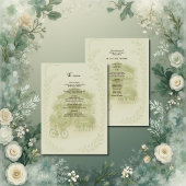 Menu sauge vert romantique mariage café extérieur progr