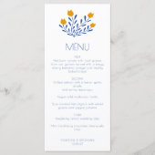 Menu Scandi Fleurs folkloriques Bleu Jaune Mariage pers (Devant)