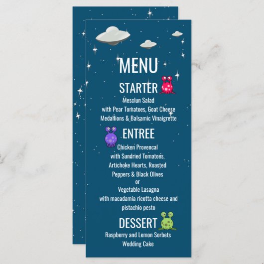 Menu Sci Fi Flying Saucer (Devant / Derrière)