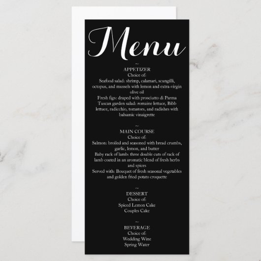 Menu - Script (Devant / Derrière)