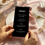 Menu Script Black | Wedding<br><div class="desc">Cette carte de menu élégante,  minimaliste et mariage est dotée d'une typographie de script moderne et d'un texte sans serif blanc et propre sur un arrière - plan noir foncé,  pour un design simple et élégant que vous aimerez.</div>