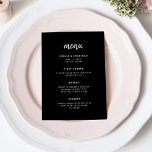 Menu Script Black | Wedding<br><div class="desc">Cette carte de menu mariage minimaliste et élégante propose une typographie de script blanc moderne et un texte sans serif propre sur un arrière - plan noir pour un design simple et élégant que vous aimerez.</div>