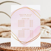 Menu Script Blush Pink Aquarelle Or Prix du service