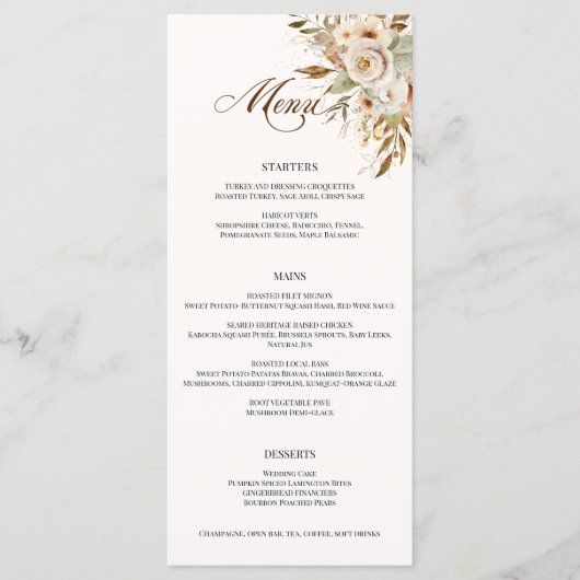 Menu Script botanique Rose d'automne rustique (Devant)