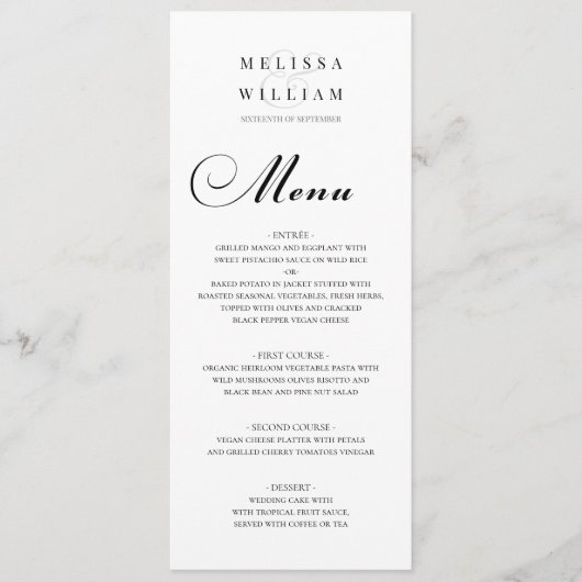 Menu Script Bride et Mariage de chambre (Devant)