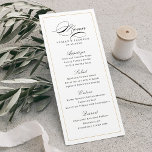 Menu Script classique élégant Mariage simple<br><div class="desc">Cette carte de menu élégante propose un script noir classique et un cadre fin or,  simple et élégant,  idéal pour les mariage classiques,  mariage vintage,  mariage formel et autres événements de fête. Voir toutes les pièces correspondantes de la collection</div>