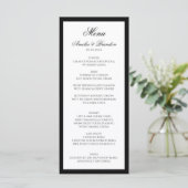 Menu Script classique formel Mariage noir et blanc (Debout devant)