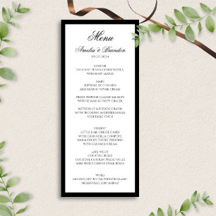 Menu Script classique formel Mariage noir et blanc