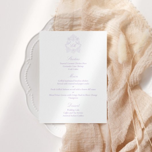 Menu Script Classique Victorien Sophistiqué Violet