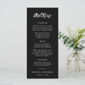 Menu Script contemporain élégant Mariage noir blanc (Debout devant)