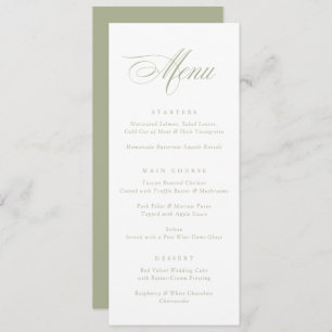 Menu Script de calligraphie moderne Sage Green Mariage