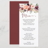 Menu Script de cœur floral aquarelle boho automne rusti (Devant / Derrière)