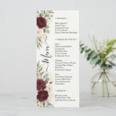 Menu Script de dîner de mariage aux roses de Bourgogne  (Debout devant)