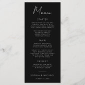 Menu Script de signature moderne Mariage noir blanc (Devant)
