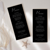 Menu Script de signature moderne Mariage noir blanc