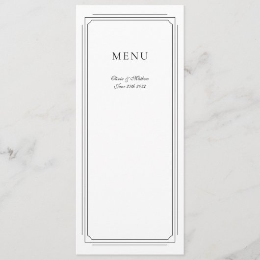 Menu Script formel avec Mariage de monogramme de cadre (Devant)