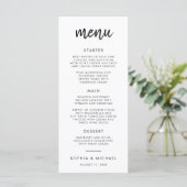 Menu Script Gras Moderne Mariage noir et blanc (Debout devant)