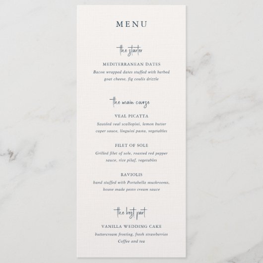 Menu Script manuscrit Gris moderne Élégant Mariage (Devant)