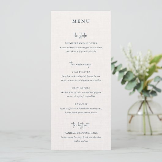 Menu Script manuscrit Gris moderne Élégant Mariage (Debout devant)