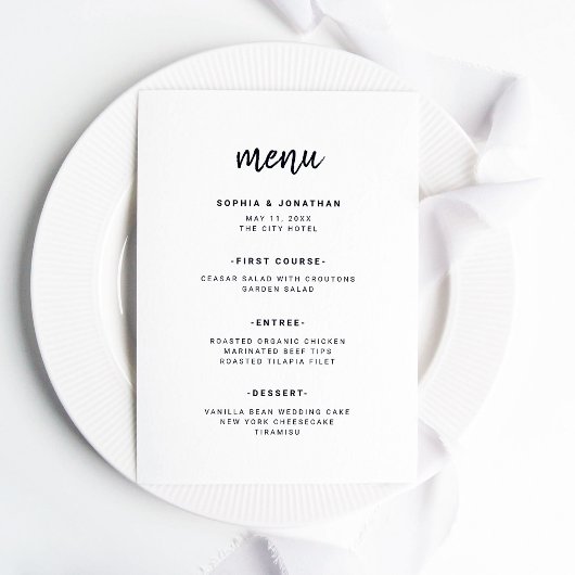 Menu Script minimaliste moderne | MARIAGE