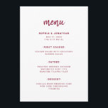 Menu Script minimaliste moderne | Mariage Bourgogne<br><div class="desc">Cette carte de menu mariage,  élégante et minimaliste,  est dotée d'une typographie de script bordeaux moderne et d'un texte sans serif propre,  pour un design simple et élégant que vous aimerez.</div>