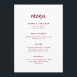 Menu Script minimaliste moderne | Mariage Bourgogne<br><div class="desc">Cette carte de menu mariage,  élégante et minimaliste,  est dotée d'une typographie de script bordeaux moderne et d'un texte sans serif propre,  pour un design simple et élégant que vous aimerez.</div>