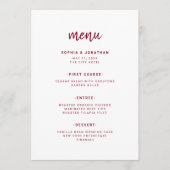 Menu Script minimaliste moderne | Mariage Bourgogne (Devant)