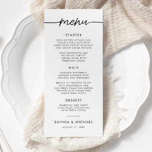 Menu Script Minimaliste Moderne Mariage noir et blanc
