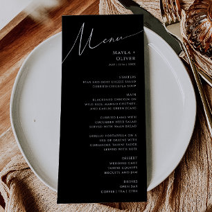 Menu Script minimaliste Whimsical   Mariage noir