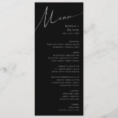 Menu Script minimaliste Whimsical | Mariage noir (Devant)