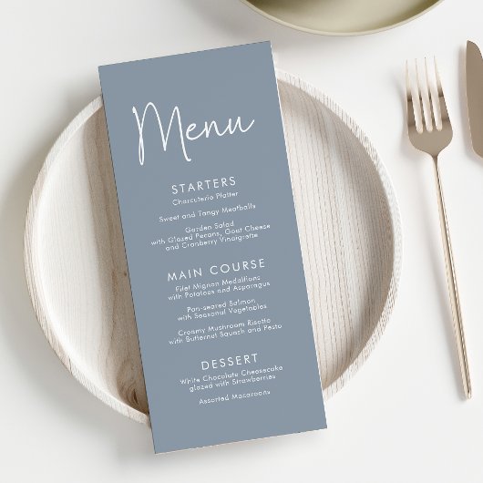 Menu Script moderne Bleu Oh Baby Baby shower simple