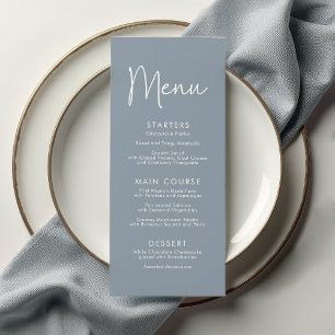 Menu Script moderne Bleu Oh Baby Baby shower simple