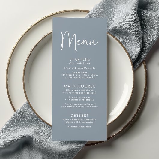 Menu Script moderne Bleu Oh Baby Baby shower simple