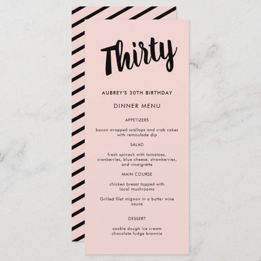 Menu Script moderne Chaque année 30e fête d'anniversair (Devant / Derrière)