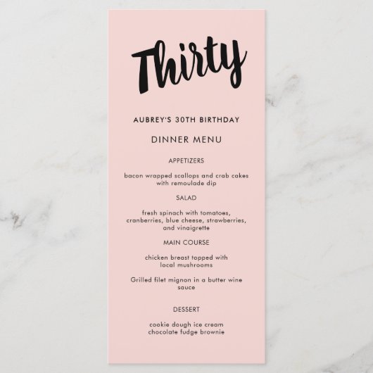 Menu Script moderne Chaque année 30e fête d'anniversair (Devant)