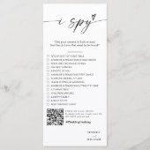Menu Script moderne I espionner jeu mariage Réception P (Devant)
