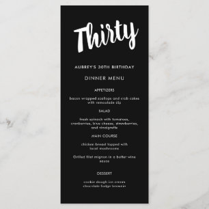 Menu Script moderne N'importe quelle année 30e fête d'a