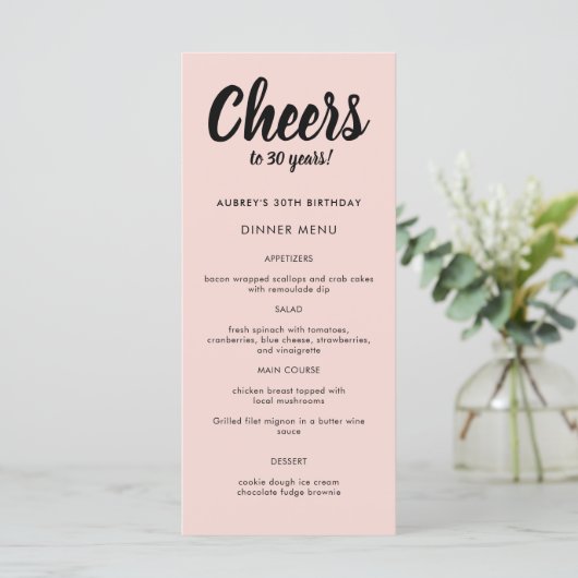 Menu Script moderne N'importe quelle année 30e fête d'a (Debout devant)