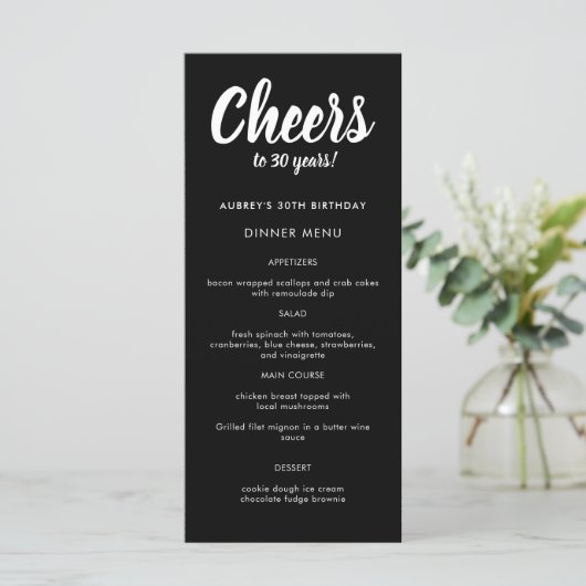 Menu Script moderne N'importe quelle année 30e fête d'a (Debout devant)