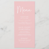 Menu Script moderne Rose Oh Baby Baby shower simple (Devant)