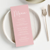 Menu Script moderne Rose Oh Baby Baby shower simple