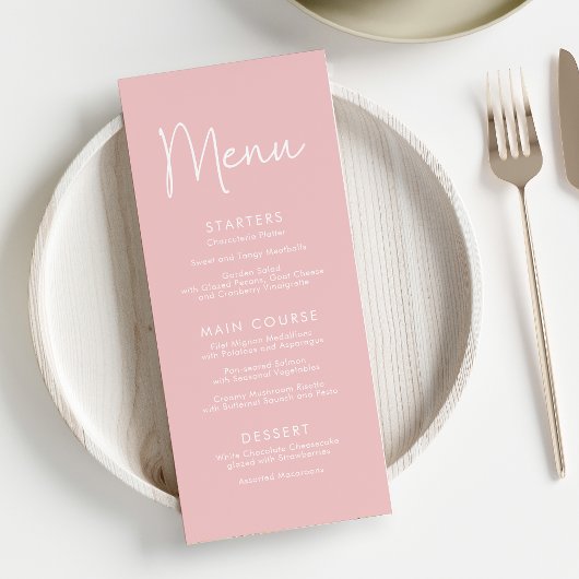 Menu Script moderne Rose Oh Baby Baby shower simple