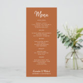 Menu Script moderne simple mariage en terre cuite (Debout devant)
