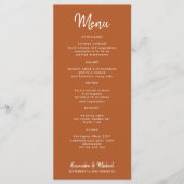 Menu Script moderne simple mariage en terre cuite (Devant)