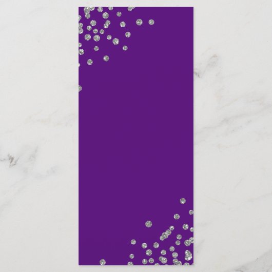 Menu Script romantique Mariage Confetti Argent violet (Dos)