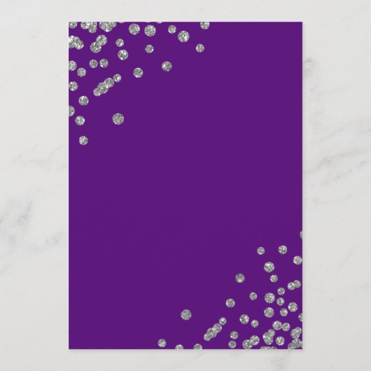 Menu Script romantique Mariage Confetti Argent violet (Dos)