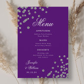 Menu Script romantique Mariage Confetti Argent violet